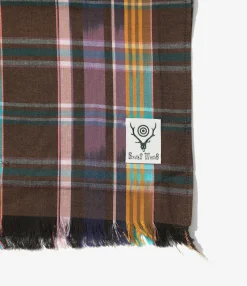 Stole - Brown / Sax - Ikat Plaid