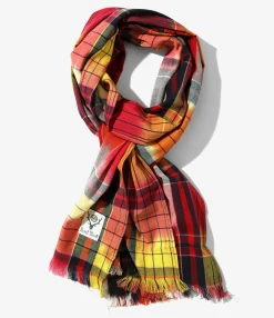 Stole - Red / Navy - Ikat Plaid