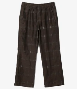 String Easy Pant - Brown - Plaid Jacquard