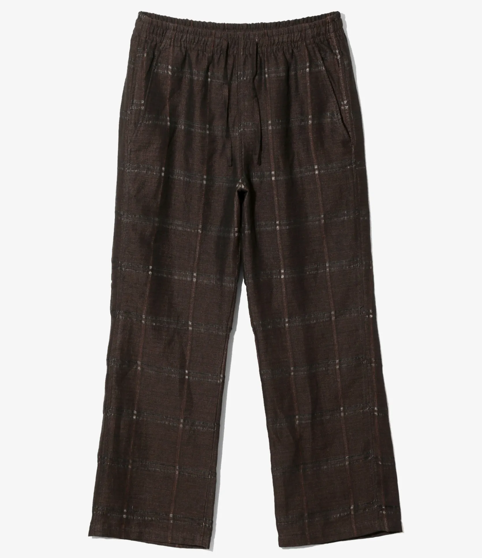 String Easy Pant - Brown - Plaid Jacquard