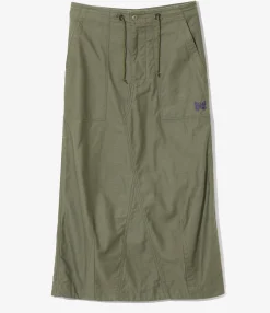 String Fatigue Skirt - Olive - Back Sateen