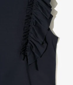Swallow Asymmetric Frill Sleeve Top - Navy