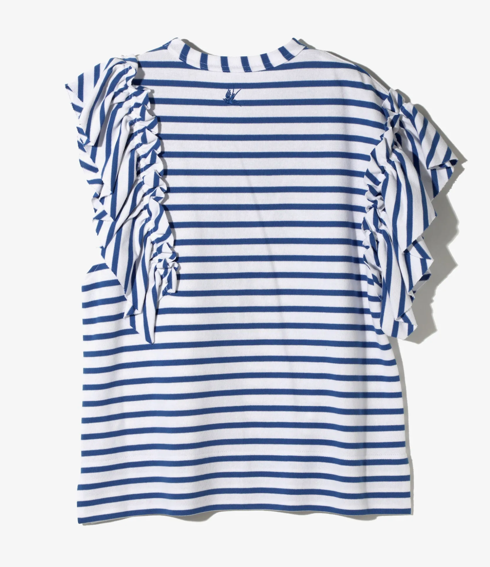 Swallow Asymmetric Frill Sleeve Top - Stripe
