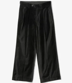 Tacked Baggy Trouser - Black - Velveteen
