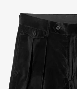Tacked Baggy Trouser - Black - Velveteen