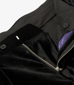 Tacked Baggy Trouser - Black - Velveteen