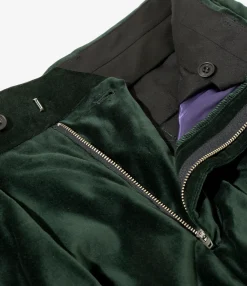 Tacked Baggy Trouser - Dk. Green - Velveteen