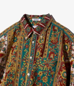 19th Century BD Shirt - Jade/Khaki Floral Stripe