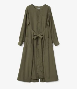 Tie Dress - Olive Sheer Cupro