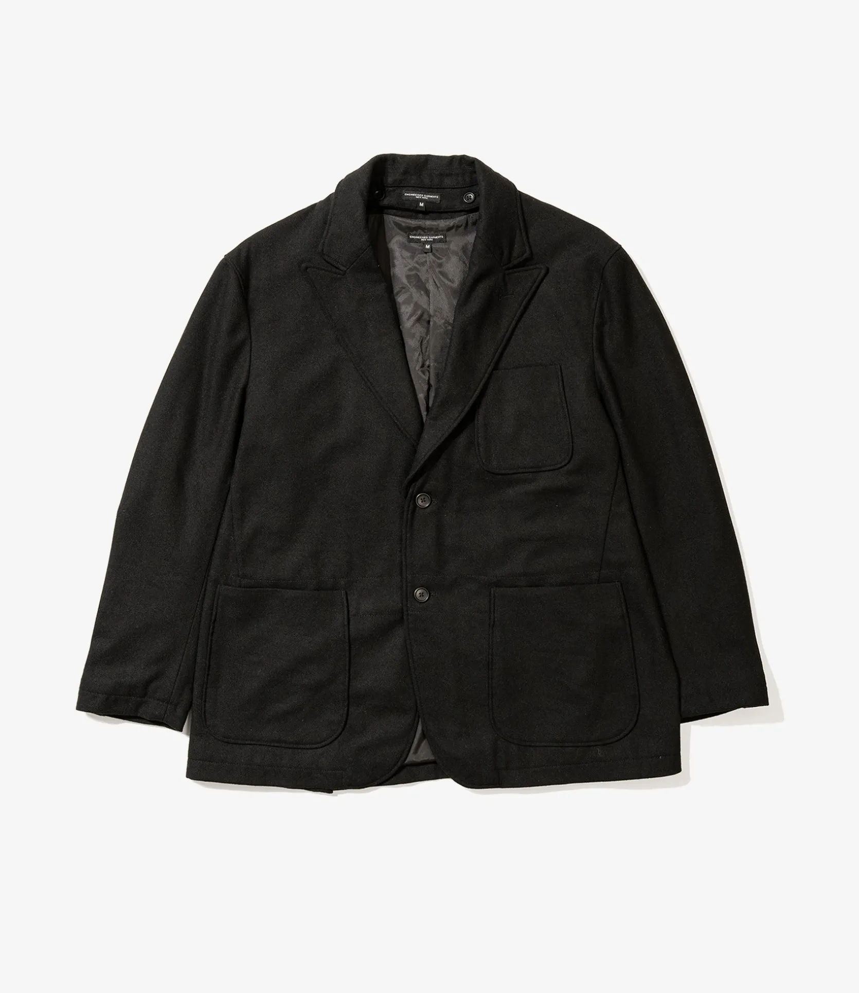 Trans Jacket - Black Solid Poly Wool Flannel
