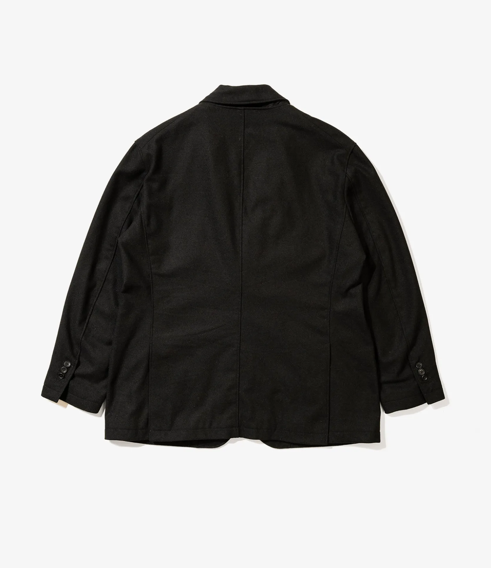 Trans Jacket - Black Solid Poly Wool Flannel