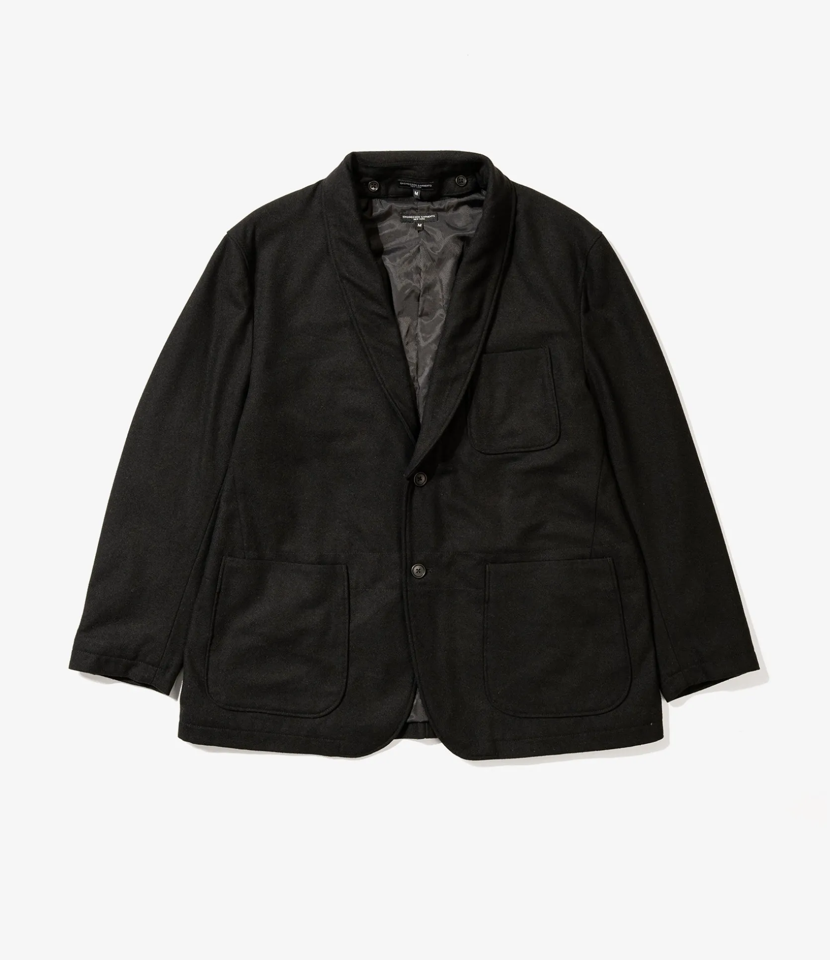 Trans Jacket - Black Solid Poly Wool Flannel