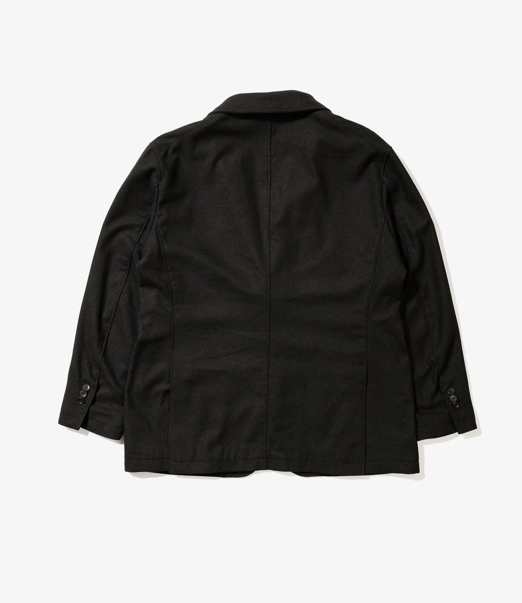 Trans Jacket - Black Solid Poly Wool Flannel