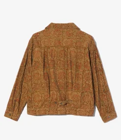 Trucker Jacket - Khaki Floral Corduroy