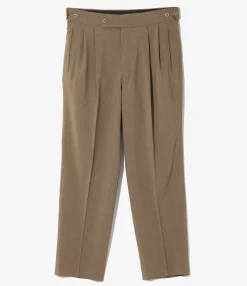 Tucked Side Tab Trouser - Brown - Poly Cloth