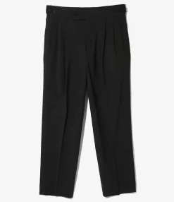 Tucked Side Tab Trouser - Black - Poly Cloth