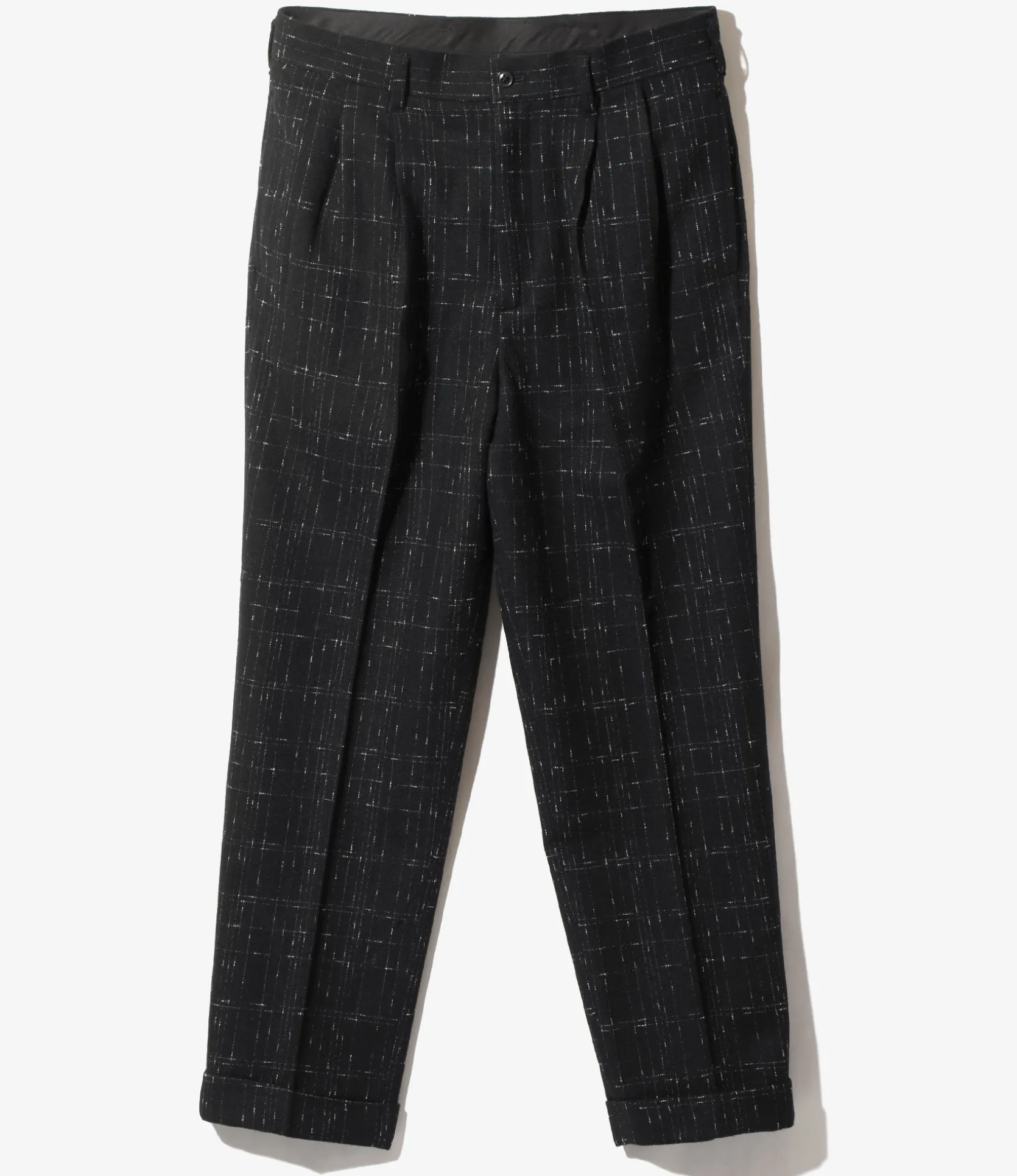 Tucked Trouser - Black - W/N Plaid Cloth