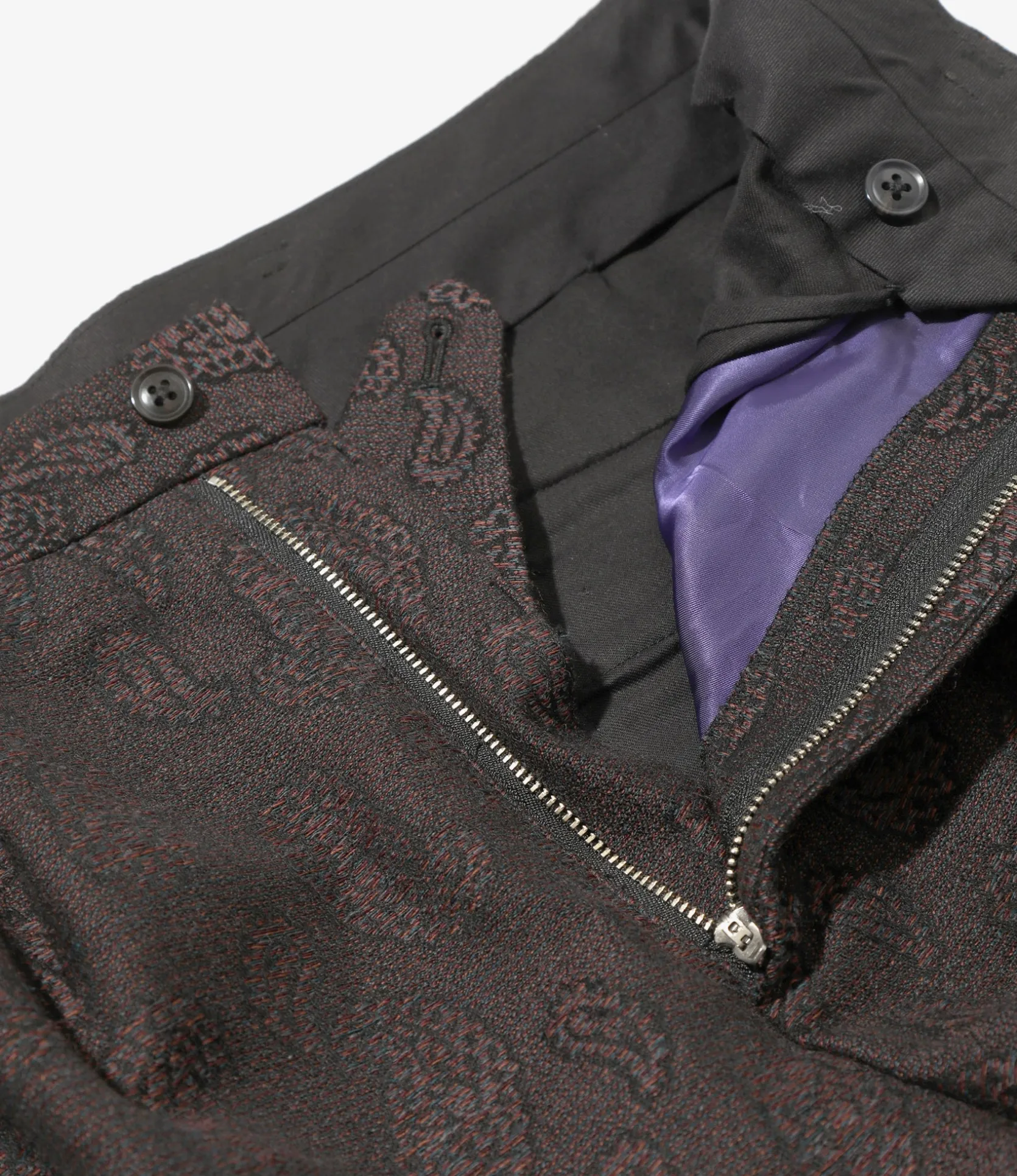 Tucked Trouser - Bordeaux - W/R Paisley Jq.