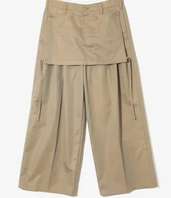 Tucked Wide Apron Pant - Mocha - Iridescent Twill