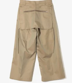 Tucked Wide Apron Pant - Mocha - Iridescent Twill