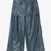 Tucked Wide Apron Pant - Navy - Synthetic Leather