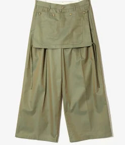 Tucked Wide Apron Pant - Olive - Iridescent Twill