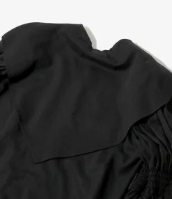 Two-way Cape Collar Blouse - Black - Voile