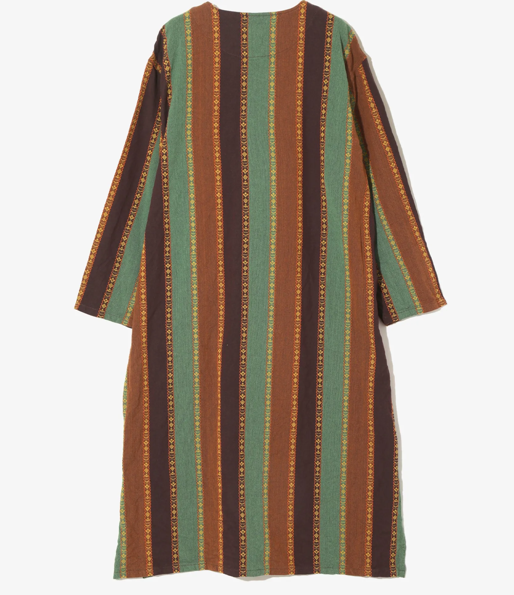 V-Neck Army Dress - Brown/Green - Dobby Stripe