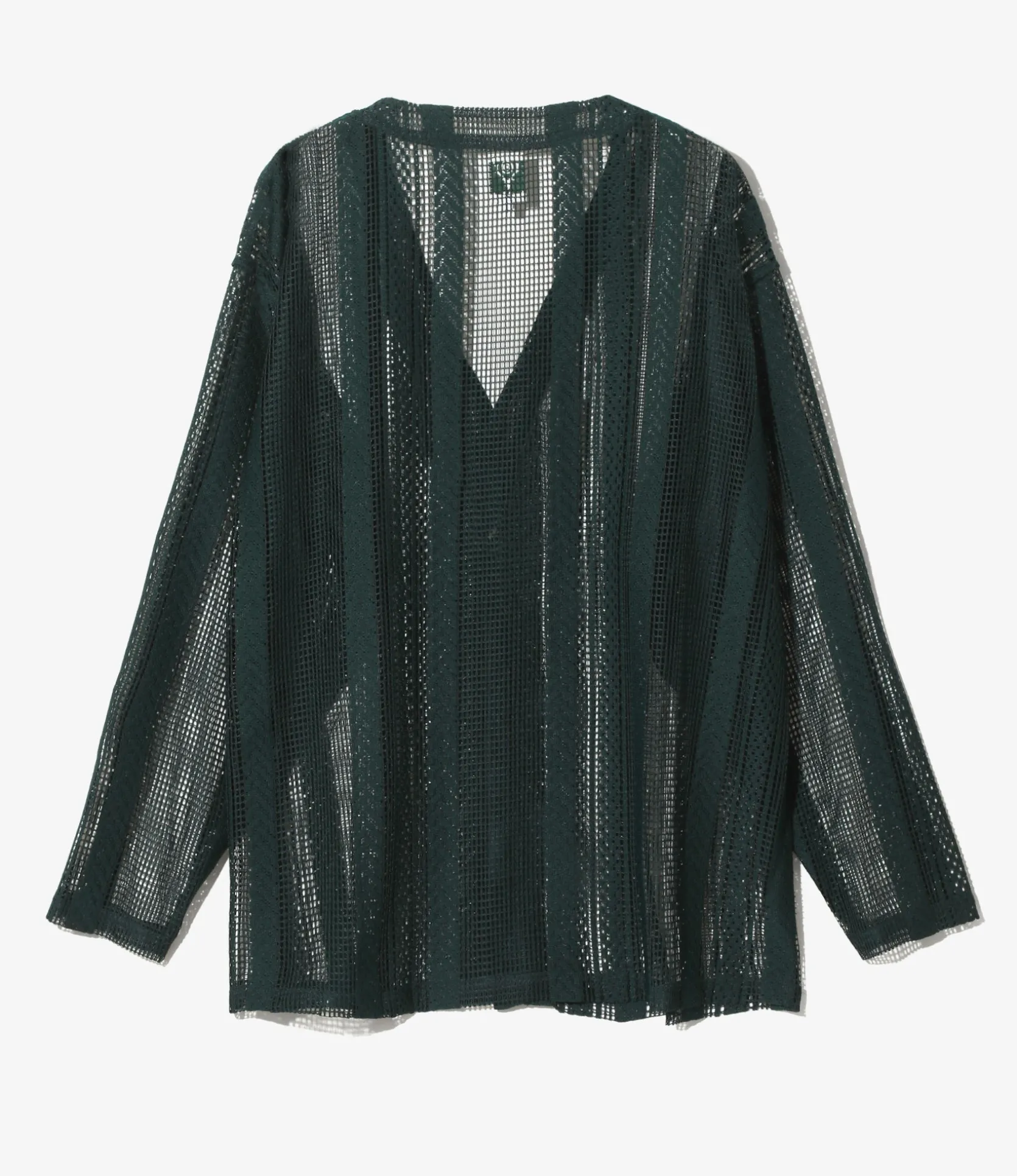 V-Neck Cardigan - Green- Poly Lace