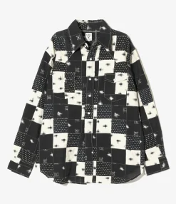 Western Shirt - Black - Multi Dot Patchwork