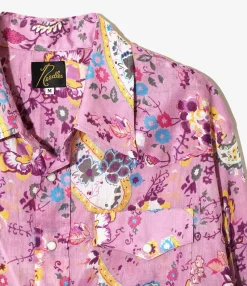 Western Shirt - Pink - Printed Cotton Lawn / Floral