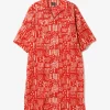 Western Shirt Dress - Red - Printed Cotton Lawn / Batik