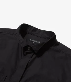 Wing Collar Shirt - Black 100's 2Ply Cotton Broadcloth