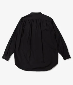 Wing Collar Shirt - Black 100's 2Ply Cotton Broadcloth