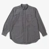 Wing Collar Shirt - Grey Cotton Chambray