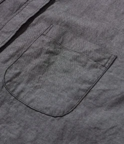 Wing Collar Shirt - Grey Cotton Chambray
