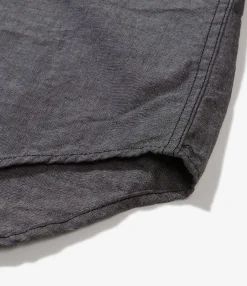 Wing Collar Shirt - Grey Cotton Chambray