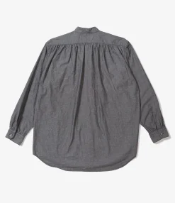 Wing Collar Shirt - Grey Cotton Chambray