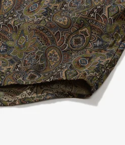 Wing Collar Shirt - Olive/Black Cotton Paisley Print