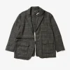 Zip Jacket - Charcoal/Lt.Blue Wool Poly Windowpane