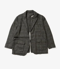 Zip Jacket - Charcoal/Lt.Blue Wool Poly Windowpane
