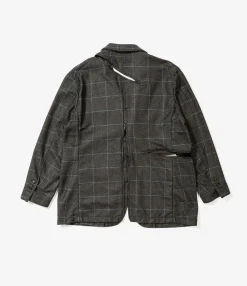 Zip Jacket - Charcoal/Lt.Blue Wool Poly Windowpane