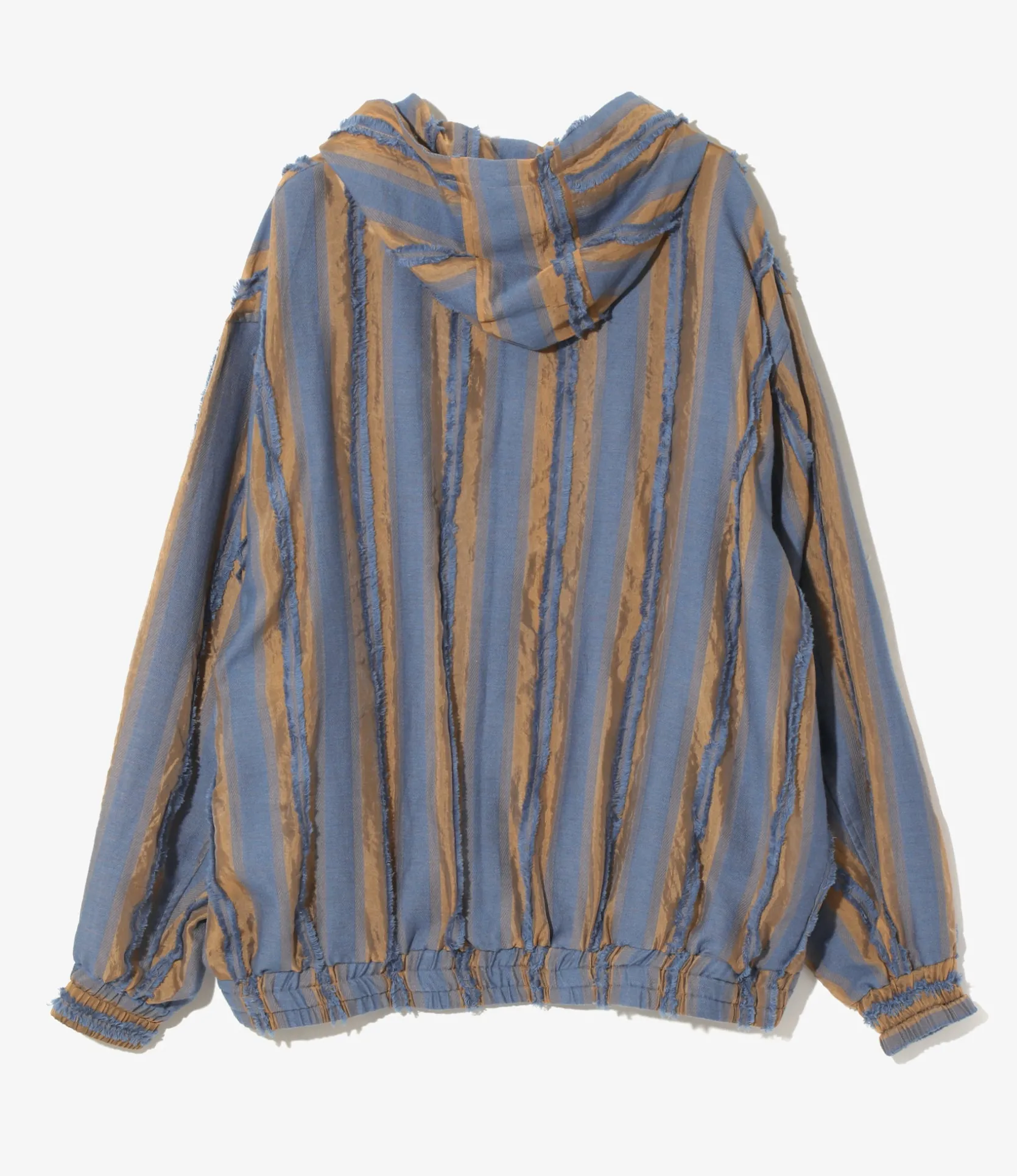 Zipped Work Hoody - Beige/Blue - Stripe Cut Jacquard