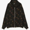 Zipped Work Hoody - Brown - Shrunken Jacquard / Polka Dots