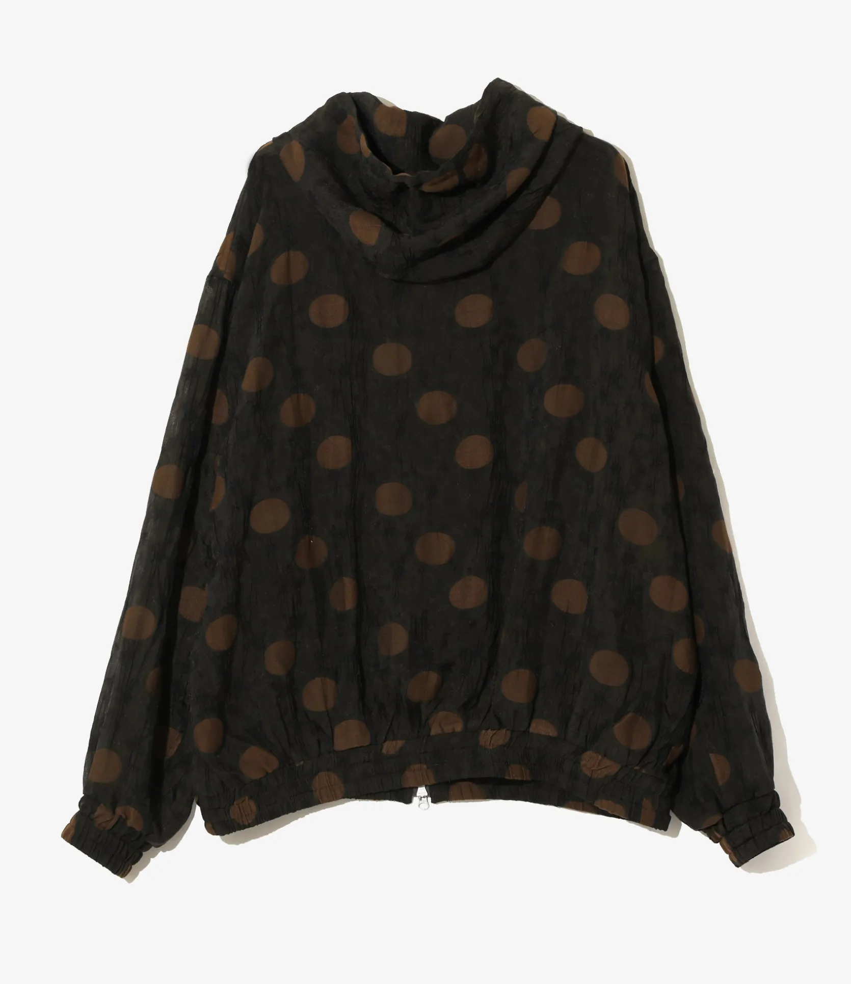 Zipped Work Hoody - Brown - Shrunken Jacquard / Polka Dots