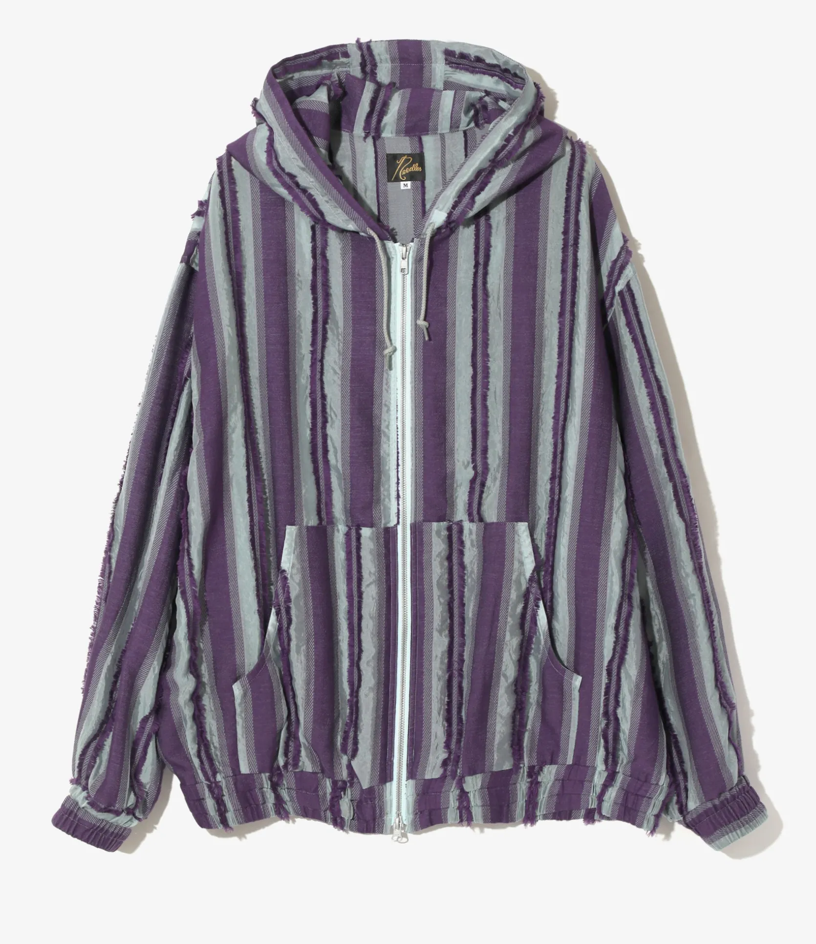 Zipped Work Hoody - Sax/Purple - Stripe Cut Jacquard