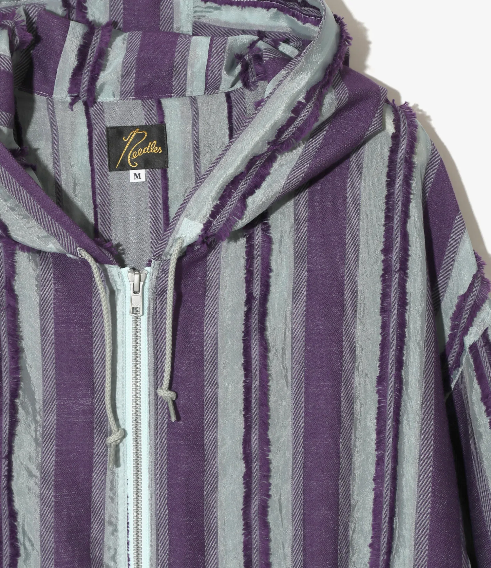 Zipped Work Hoody - Sax/Purple - Stripe Cut Jacquard