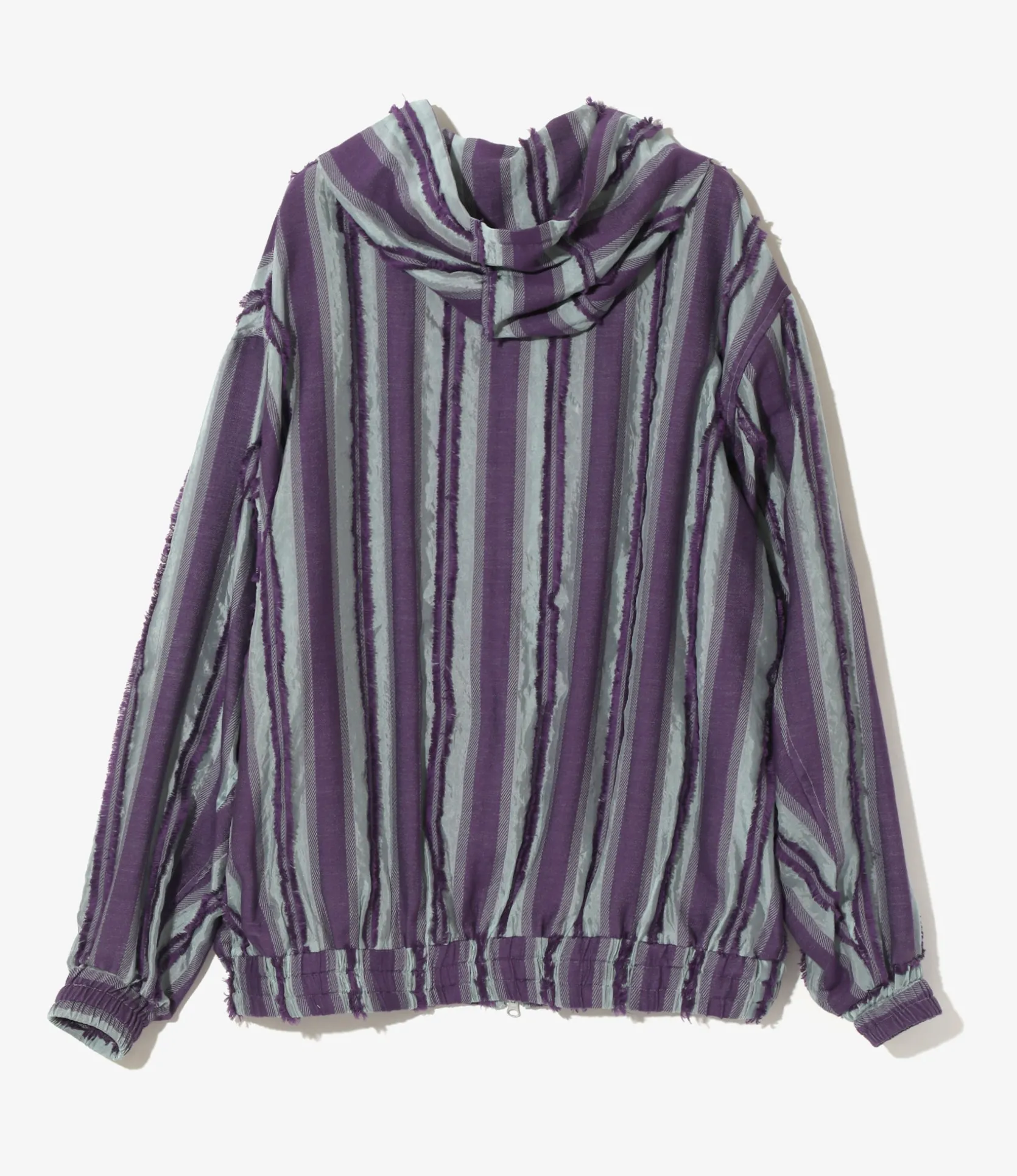Zipped Work Hoody - Sax/Purple - Stripe Cut Jacquard